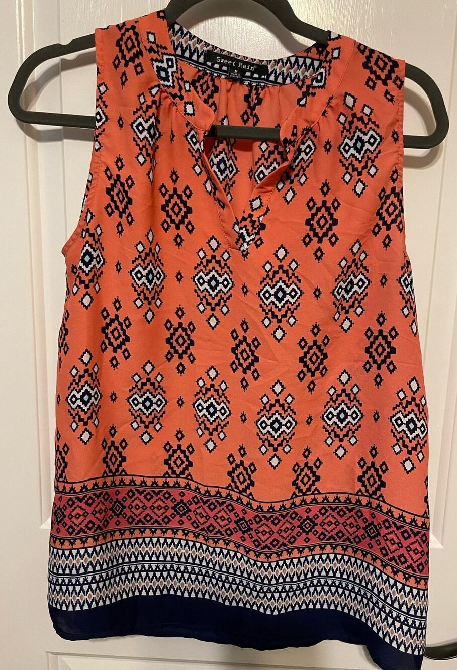 Sweet rain womens top blouse sleeveless vneck medium